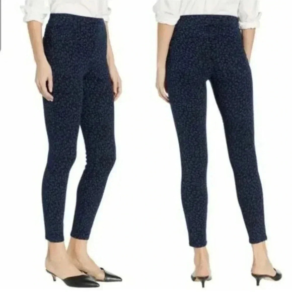 Spanx Denim Jean-ish Ankle Leggings Blue Leopard Print Size Small 4/6 - Picture 2 of 8